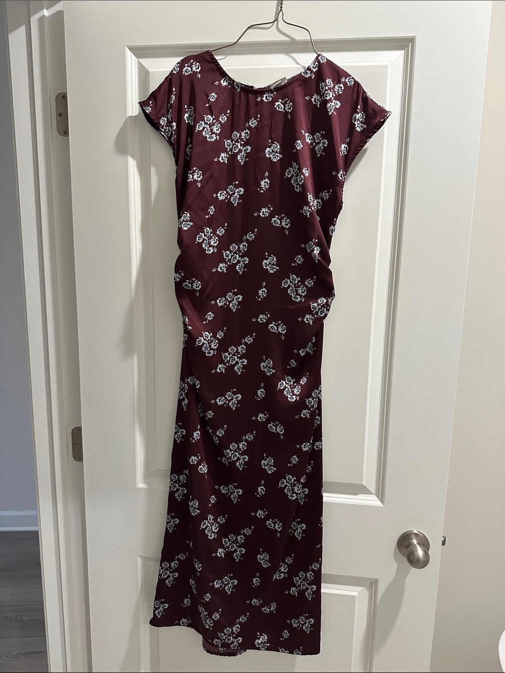 a new day Burgundy Floral Short-Sleeve Maxi Dress